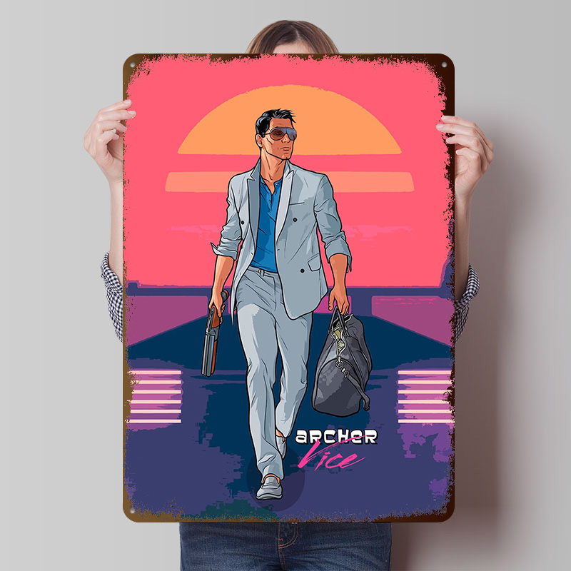 Retro Gaming Vibe - Archer Old Vibes Teneke Poster Özelleştirilmiş